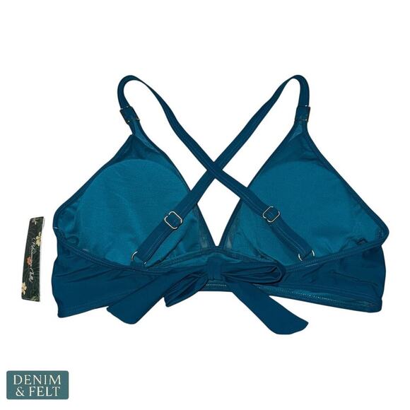 LBJSXJ Teal Mesh Panel Bikini Top & Ruched Sheer Skirt Swim Cover Up Set L NEW - Picture 7 of 14